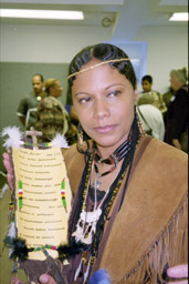 Caring Hands holds Praying Indian version of the
                Lord's Prayer. (Photo courtesy Maureen Sullivan)